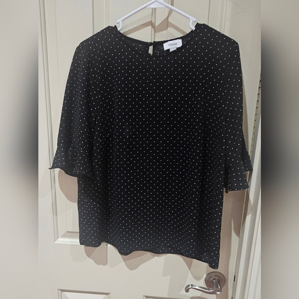 Black Polka Dot Women's Top
